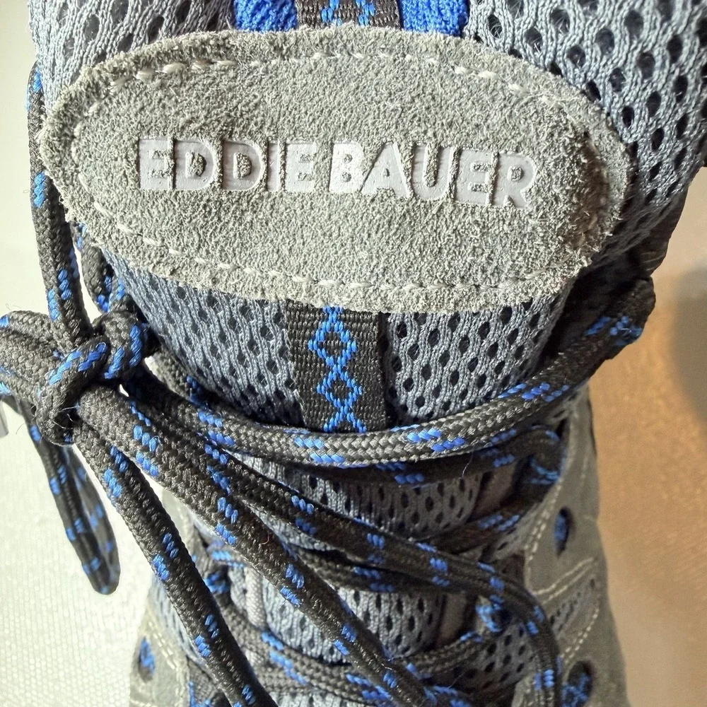 Eddie Bauer Red Lodge Mid Hiking Boots Mens 10 Gray Blue Waterproof Trail Shoes